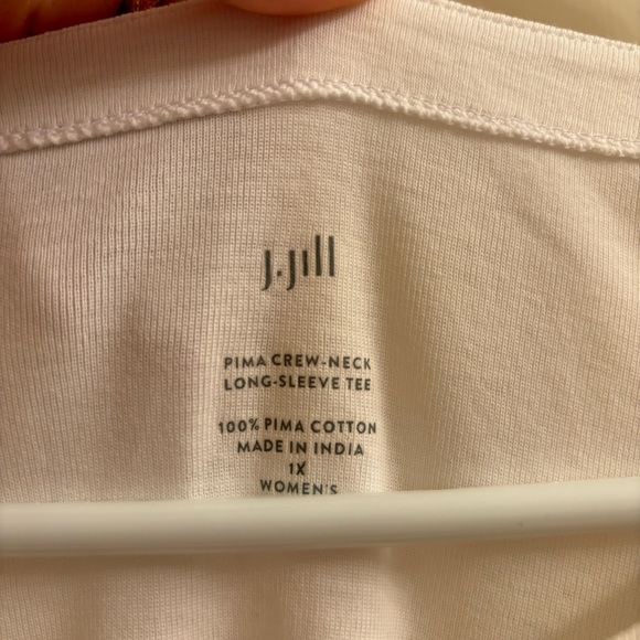 J Jill Long Sleeve Tee Shirt White 1X Soft Pima Cotton Stretch - Picture 4 of 6